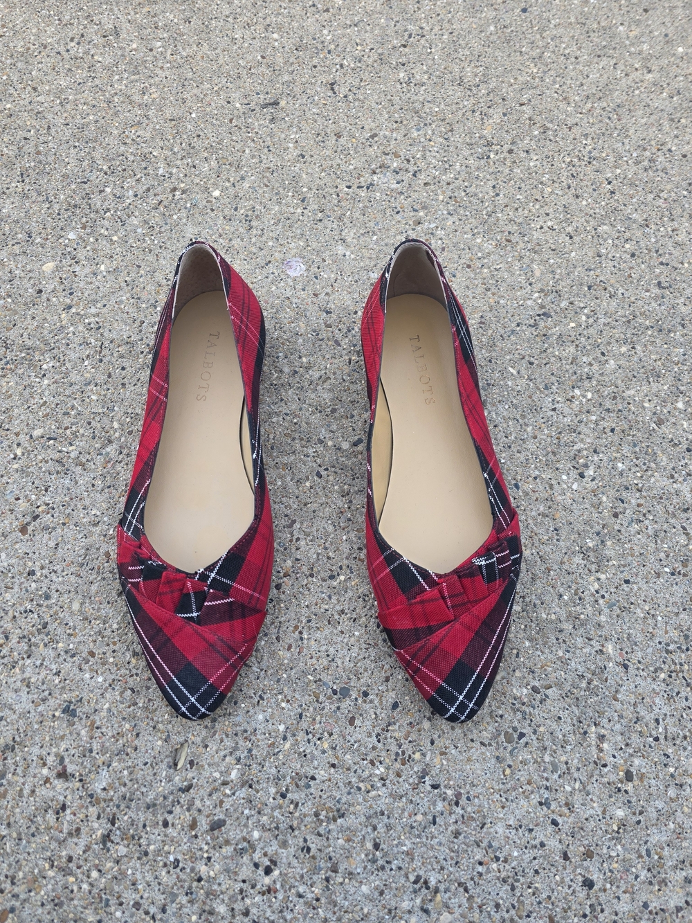 Talbots Red Plaid Pointed-Toe Flats Women 7.5